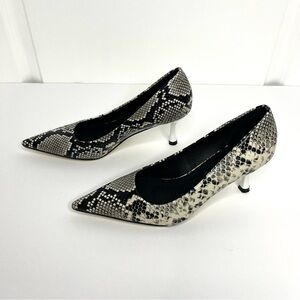 New Black and White Snake Embossed Pumps - Size 6